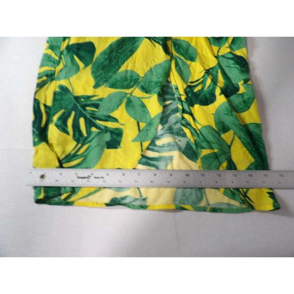 Curations 1XP Petites Plus Pant Pull On Wide Split Leg Floral Tropical Green Yel - Picture 8 of 14